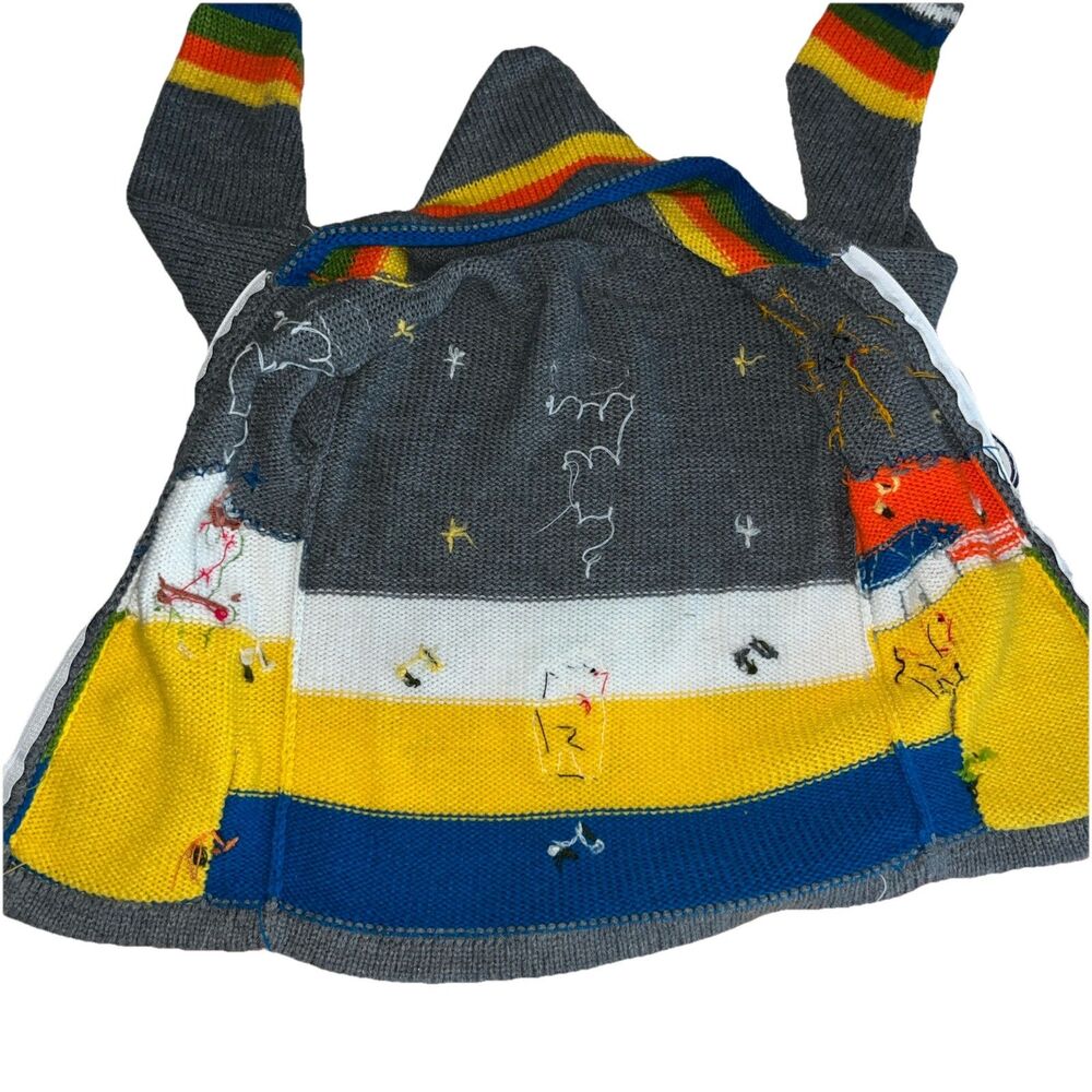 Handmade Kids Hooded Zip Sweater Size 5-7 Years Farm Chicken Llama Rabbit - Picture 2 of 8